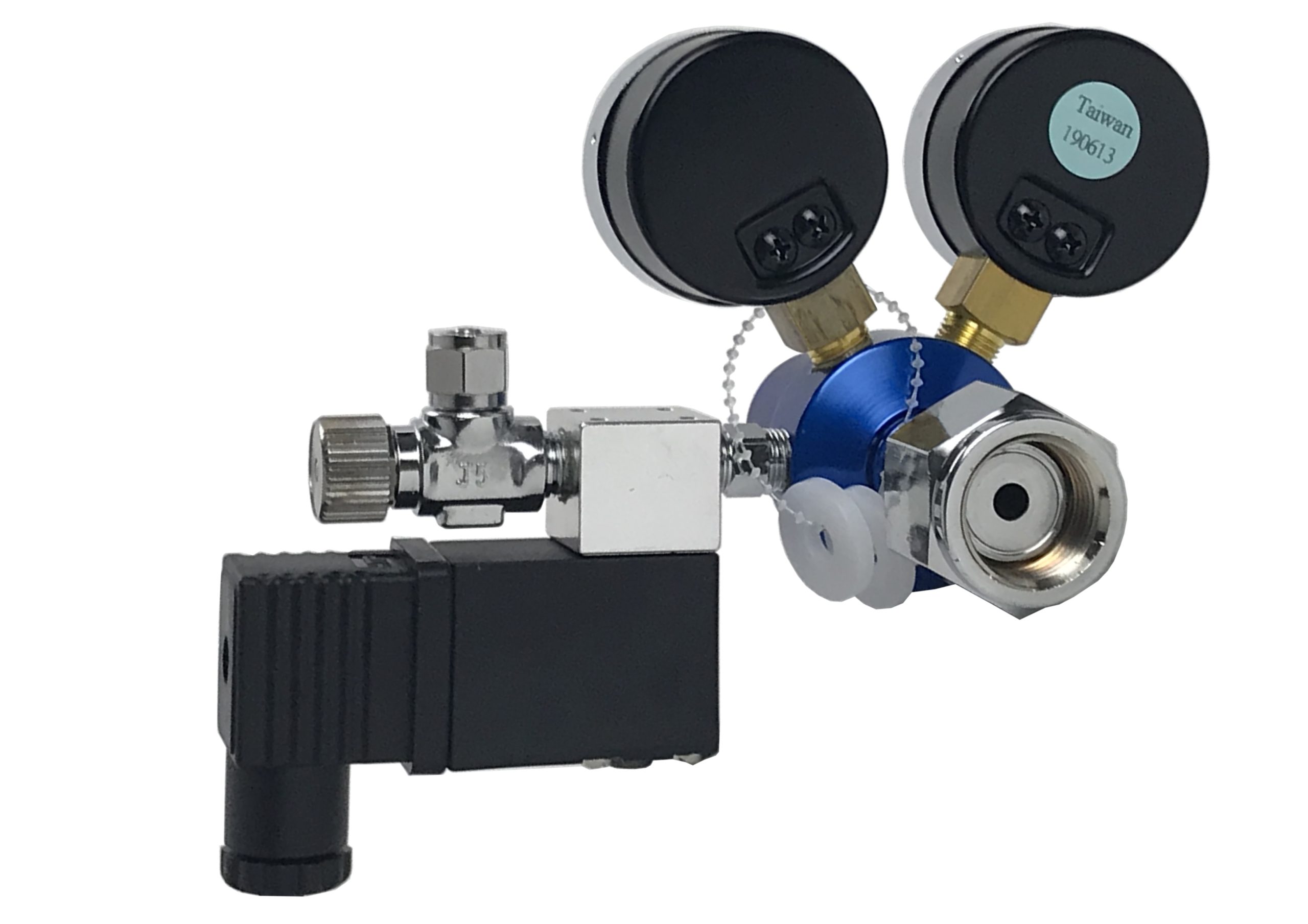CO2 Regulator - Preset Valve + 2 Gauges with Solenoid