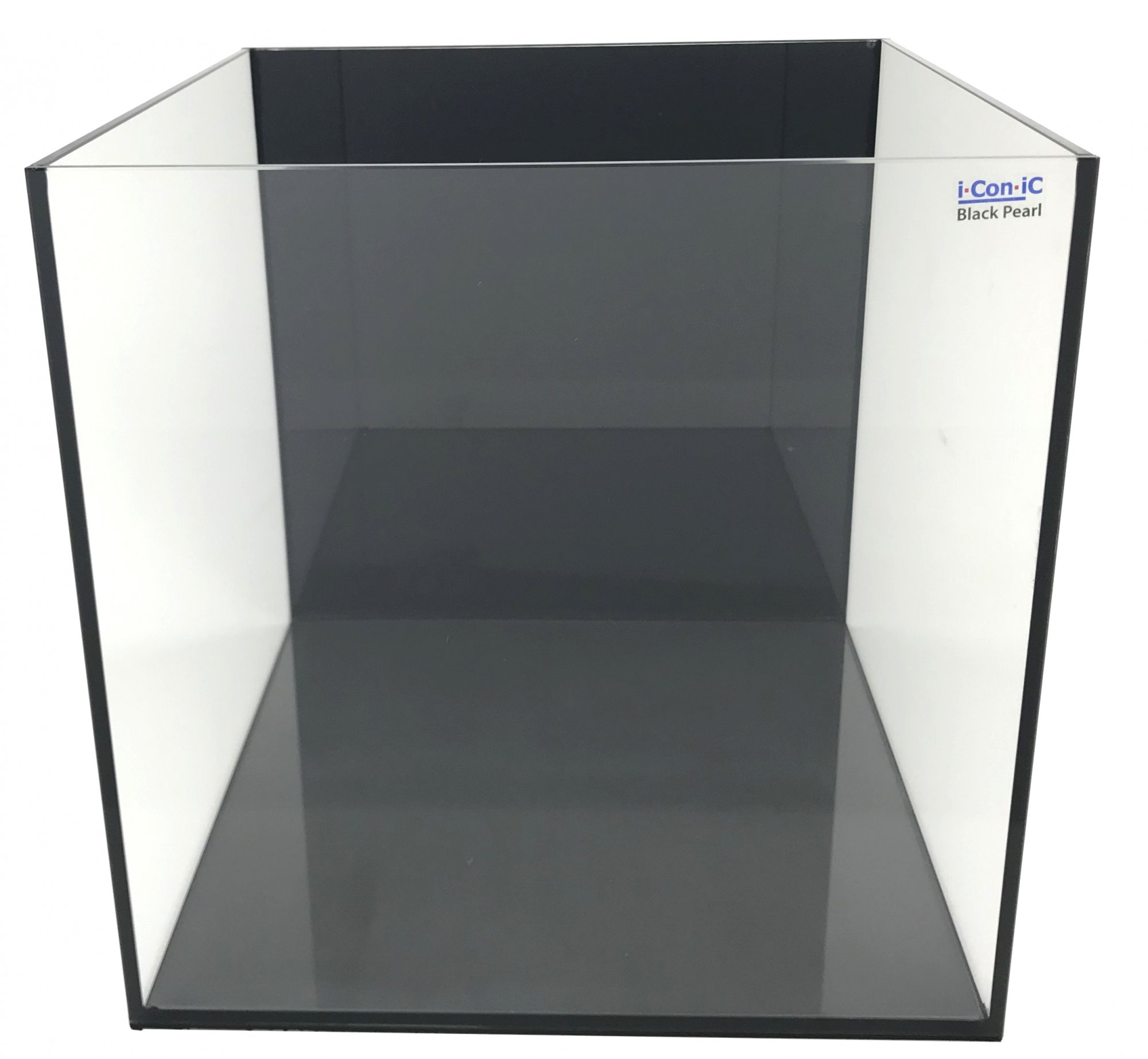 Pure Iconic Black Pearl 7.13 Gallon (LI) Ultra Clear Aquarium 11.8x11.8x11.8" - Black back & Black silicone