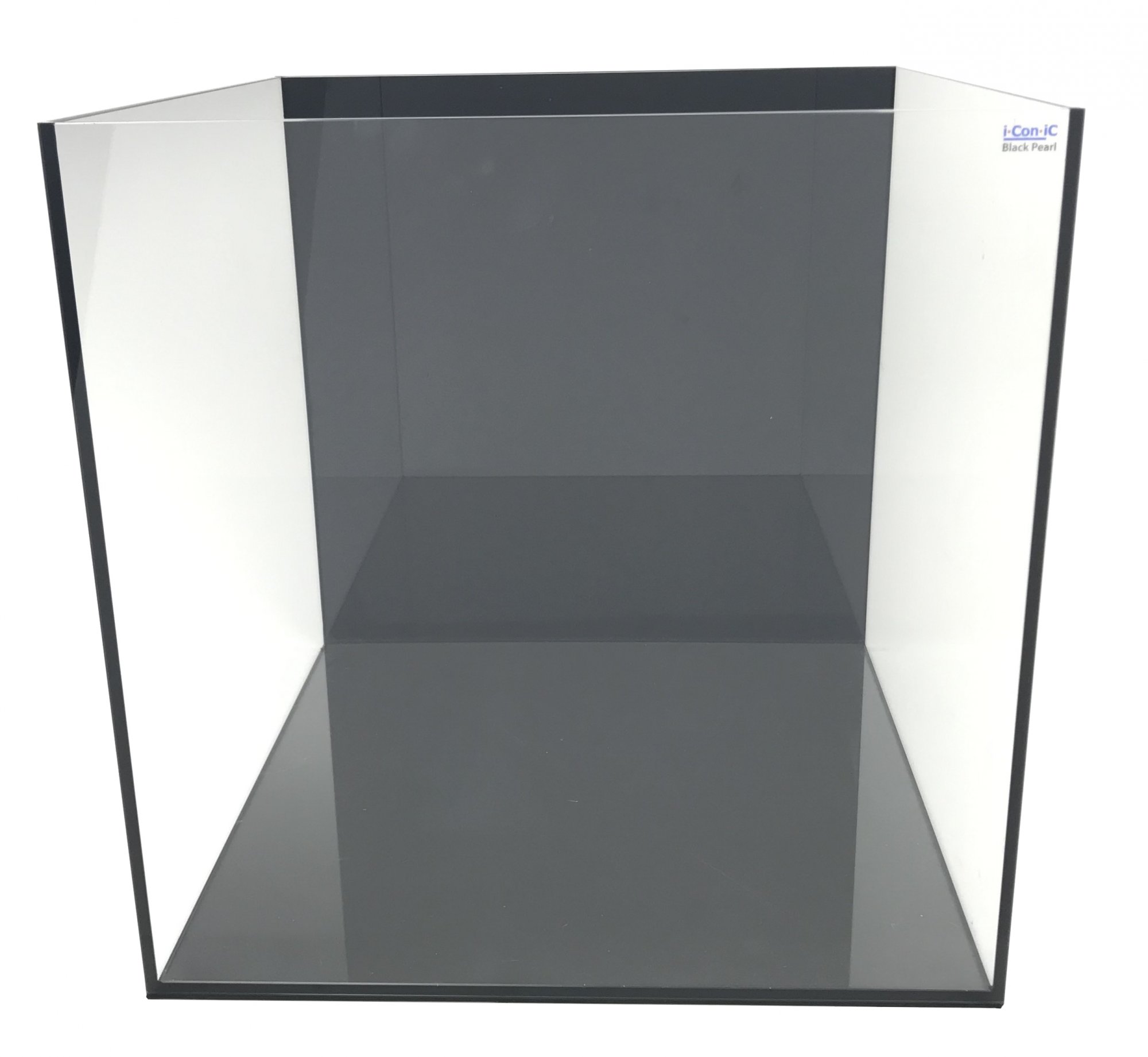 Brilliant Iconic Black Pearl 25 Gallon (LI) Ultra Clear Aquarium 18" x 18" x 18" - Black back & Black silicone