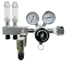 Hydra Aquatics Pro CO2 Regulator Manifold with Dual Stage & Dual Gauge with Solenoid Valve