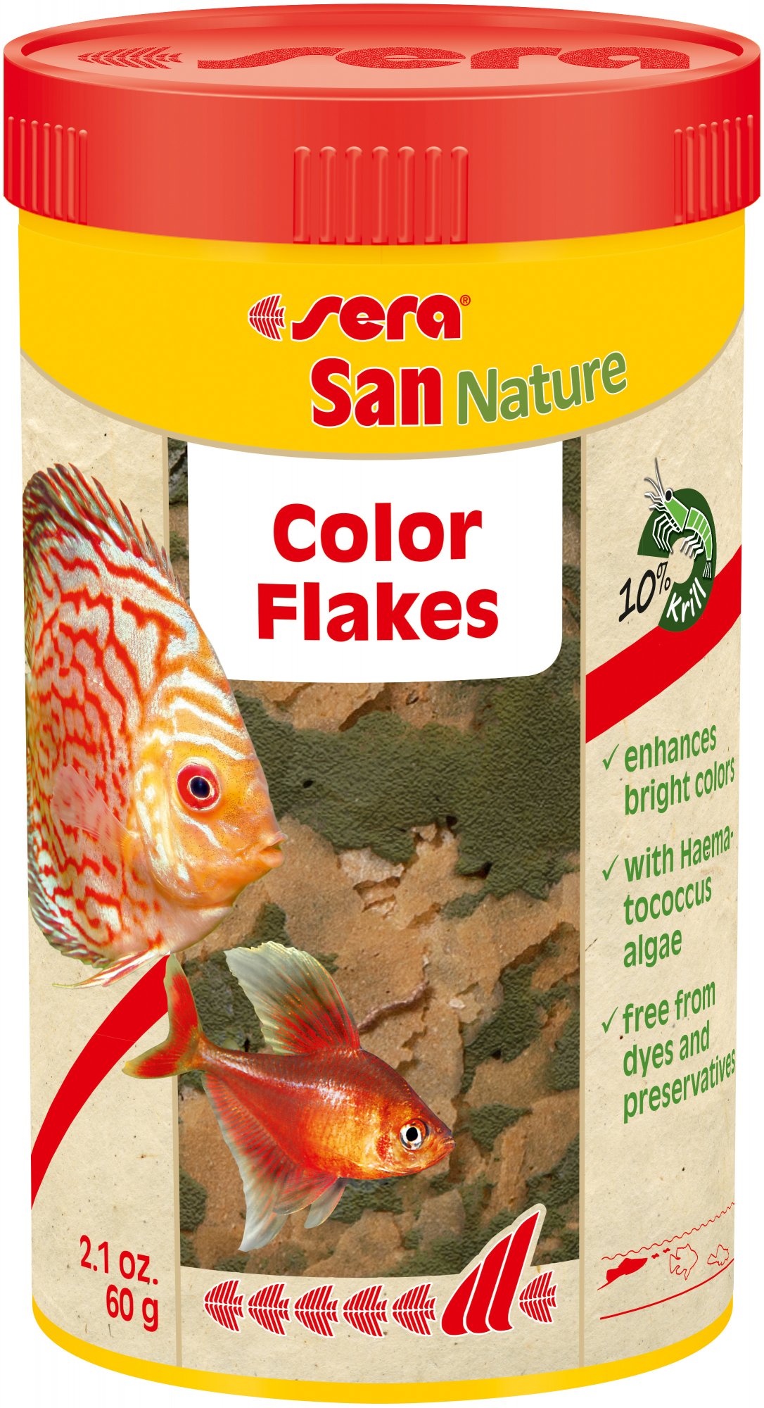 San 2.1oz 250ml Color Enhancing Flakes for Freshwater Fish`