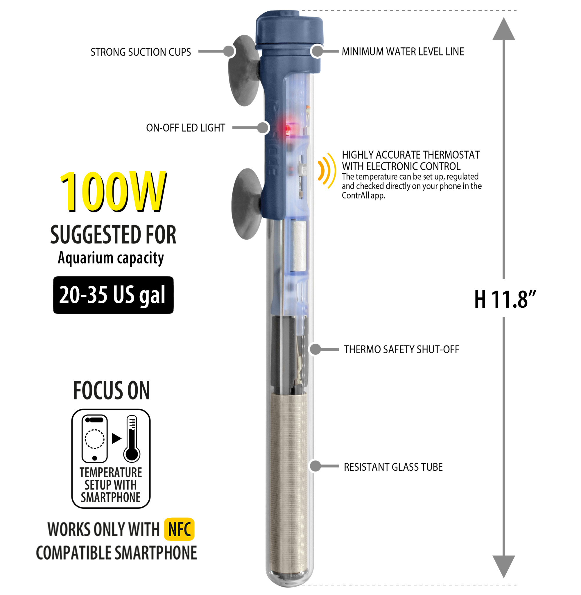 Scuba Contactless 100 watt Submersible Heater
