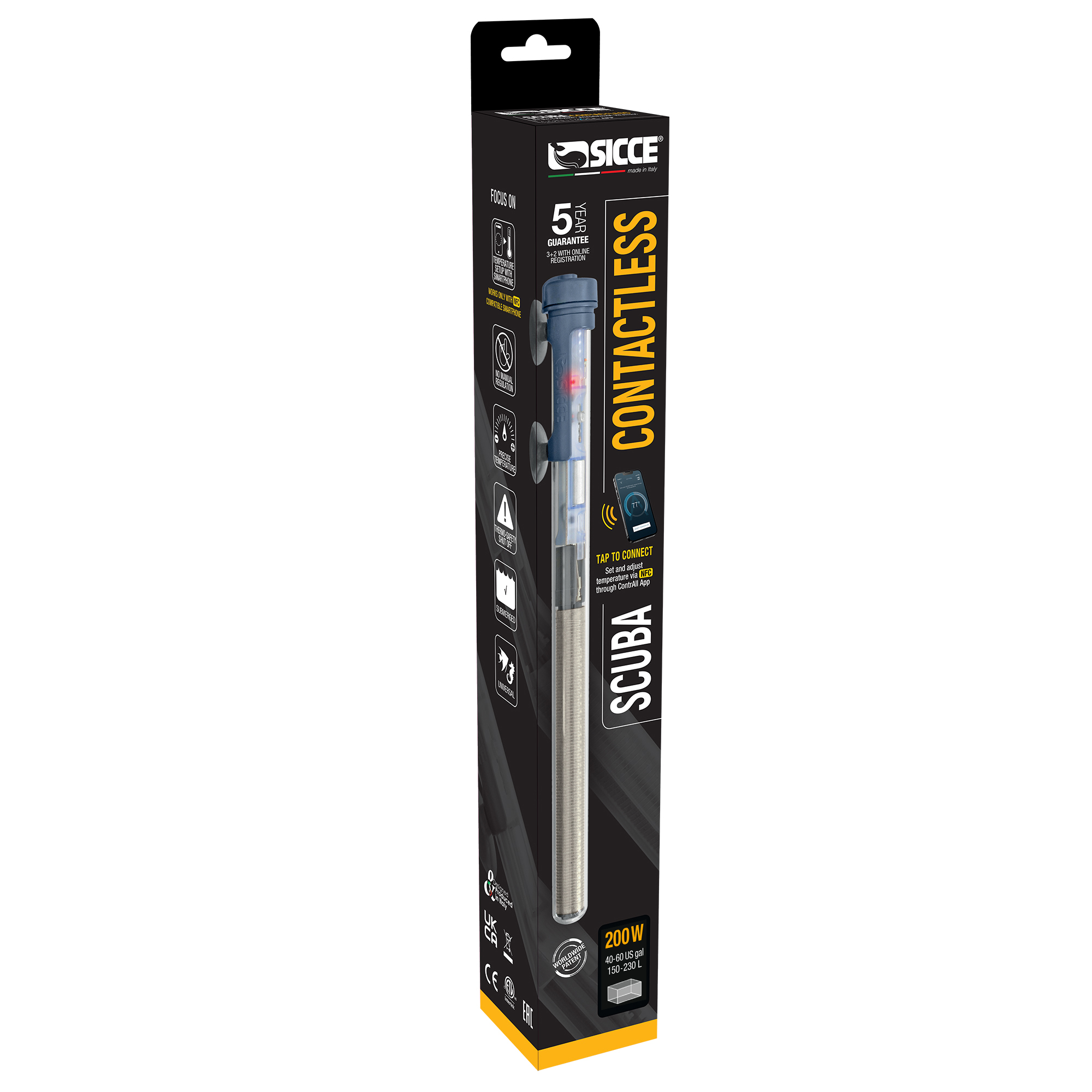 Scuba Contactless 200 watt Submersible Heater