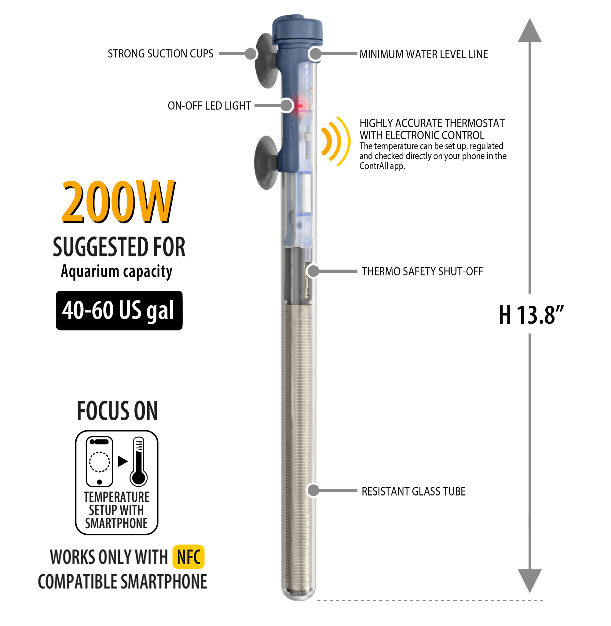 Scuba Contactless 200 watt Submersible Heater