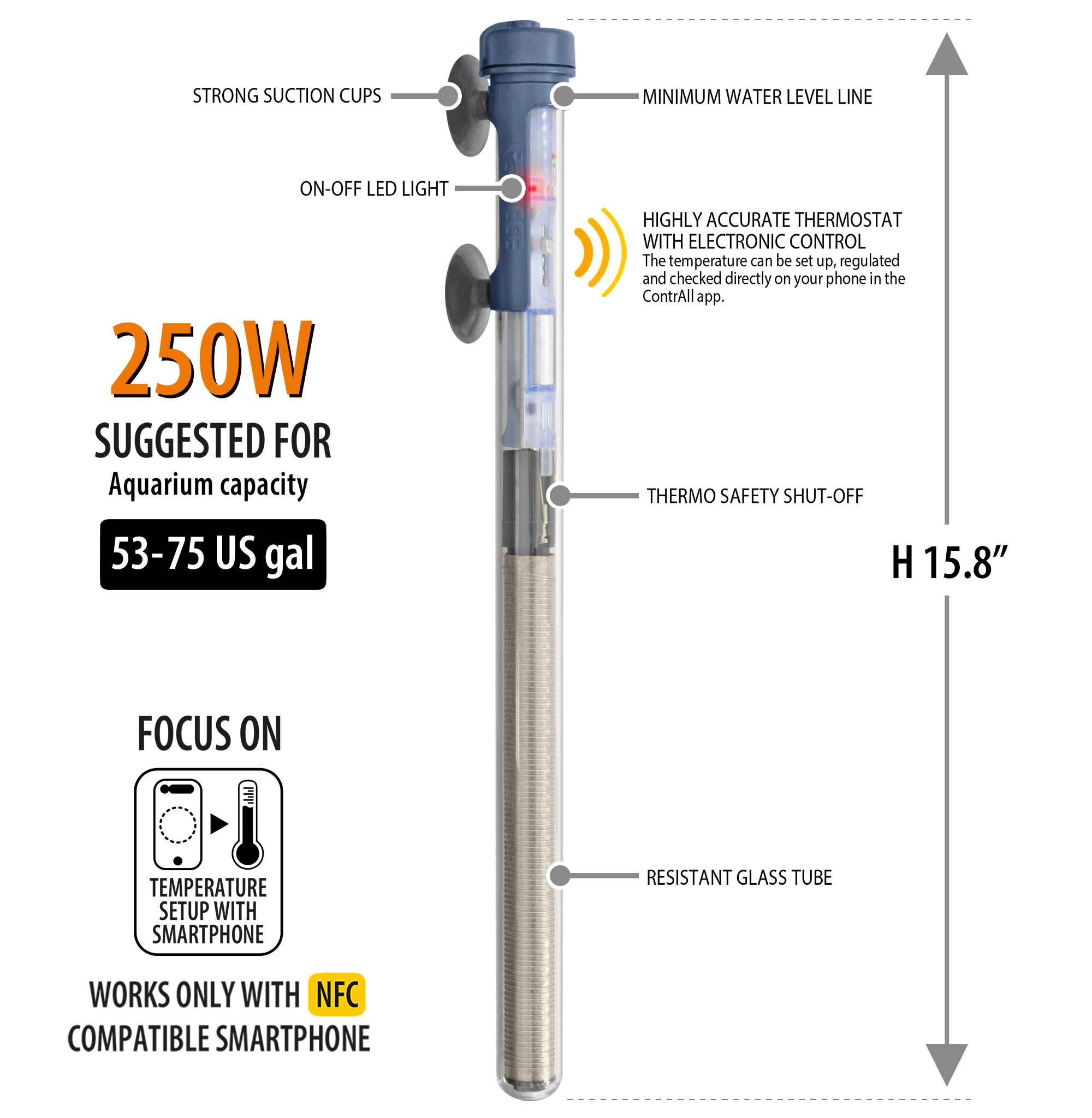 Scuba Contactless 250 watt Submersible Heater