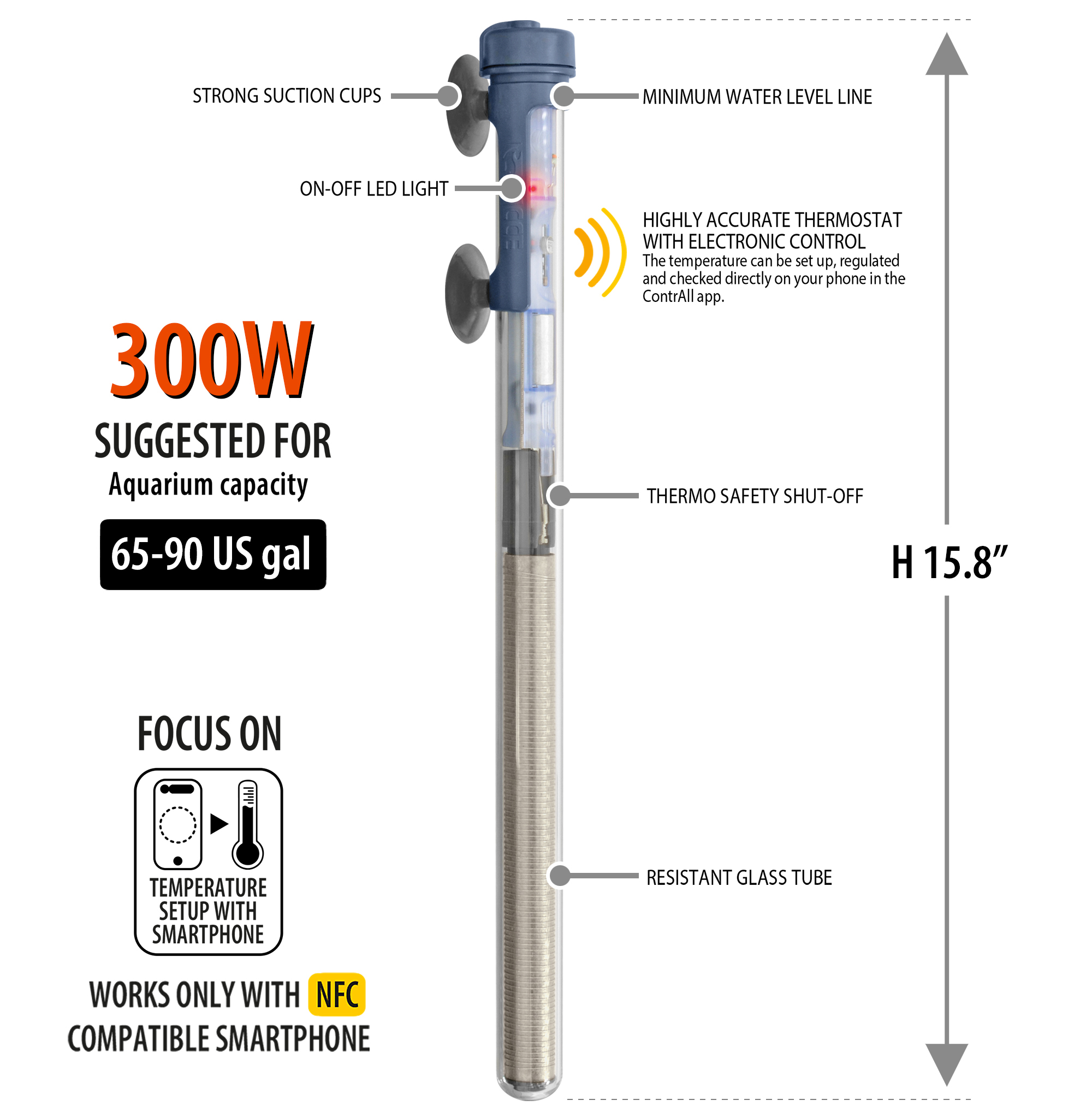 Scuba Contactless 300 watt Submersible Heater