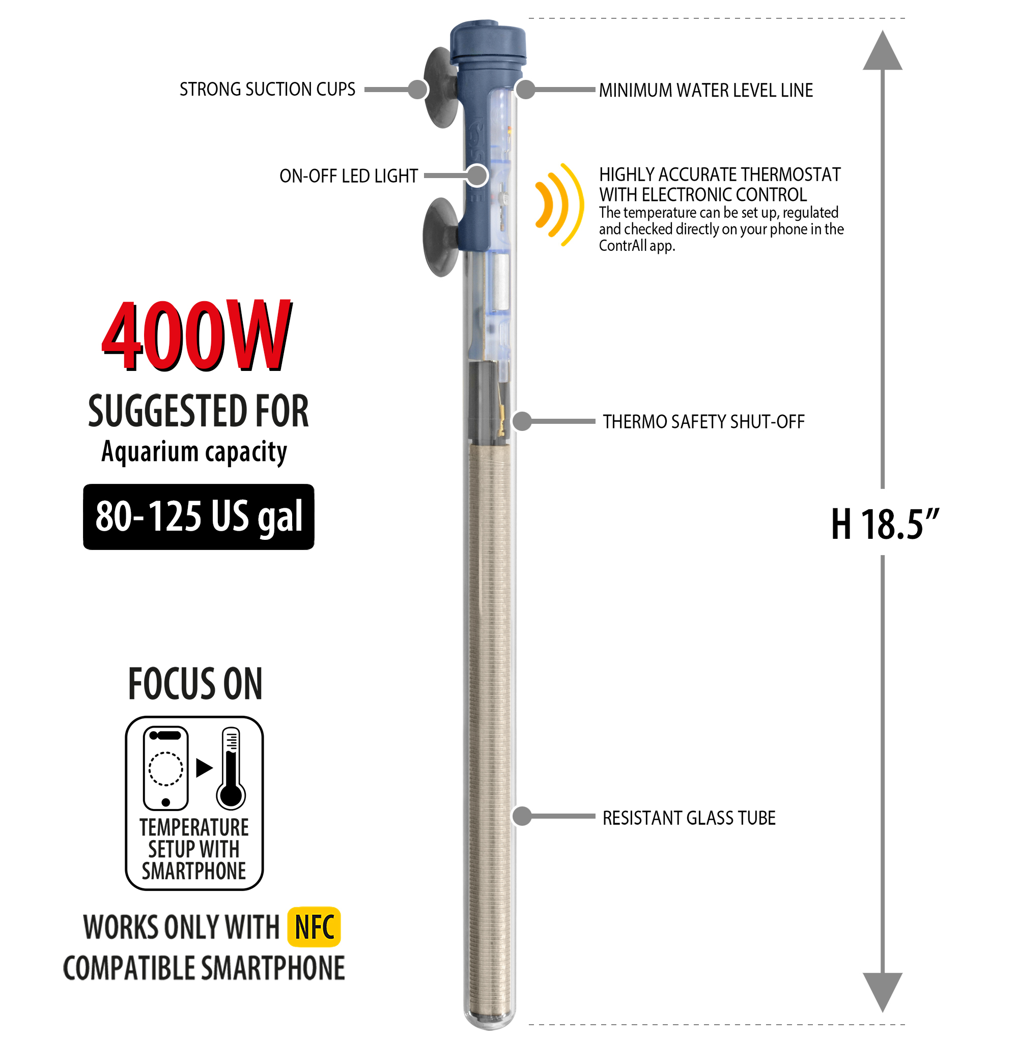 Scuba Contactless 400 watt Submersible Heater