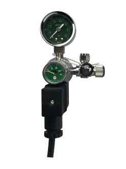 CO2 Regulator - Preset Valve + 2 Gauges with Solenoid