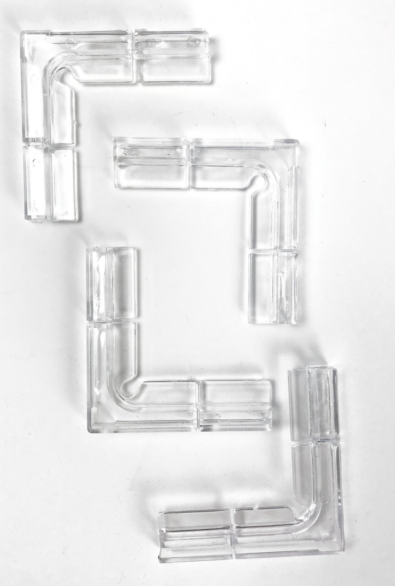 Corner Holders for Rimless Tank Lids - 5mm - set of 4 with Center Clips